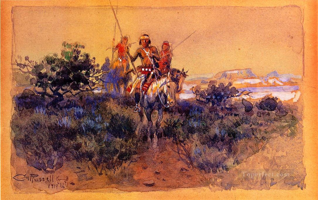 ナバホ族の帰還 1919年 チャールズ・マリオン・ラッセル油絵